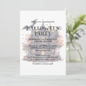 spookhuis vleermuizen pompoen halloween feest kaart (Staand voorkant)