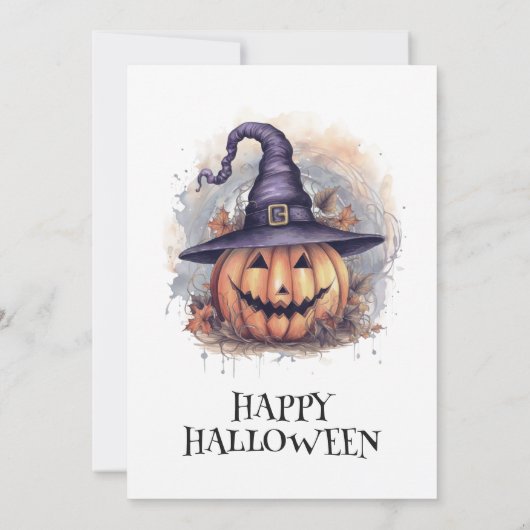 spookhuis vleermuizen pompoen halloween feest kaart (Achterkant)