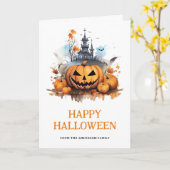 spookhuis vleermuizen pompoenen foto halloween kaart (Gele Bloem)