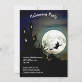 spookhuis, volle maan, heks Halloween feest Kaart (Voorkant)