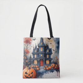 Spookhuis volle maan tote bag