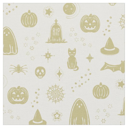 Spookie Things Patroon - Sneeuw + Goud Stof (Close Up)