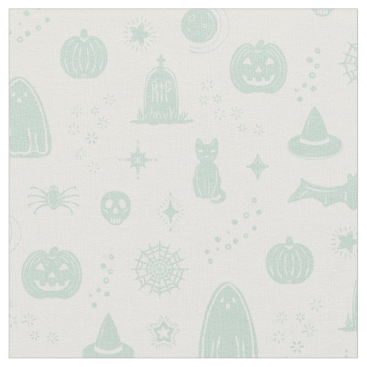 Spookie Things Patroon - Sneeuw + Mint Stof (Close Up)
