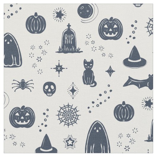 Spookie Things Patroon - Sneeuw + Schemering Stof (Close Up)