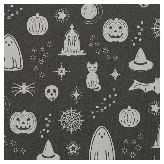Spookie Things Patroon - Steenkool + Mist Stof (Close Up)