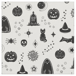 Spookie Things Pattern - Sneeuw + Steenkoolstof Stof