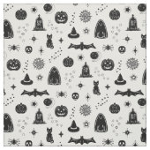 Spookie Things Pattern - Sneeuw + Steenkoolstof Stof (Swatch)