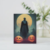 Spookige geest en pompoenen Halloween Feestdagenkaart (Staand voorkant)