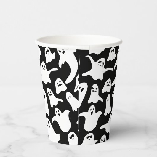 Spookige geest halloween zwart papieren bekers (Rechts)