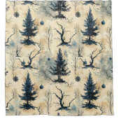 Spookige kerstboom douchegordijn (Voorkant)