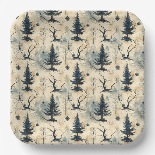 Spookige kerstboom papieren bordje (Voorkant)