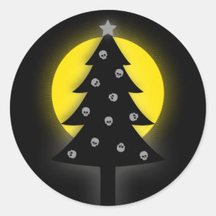 Spookige kerstboom ronde sticker
