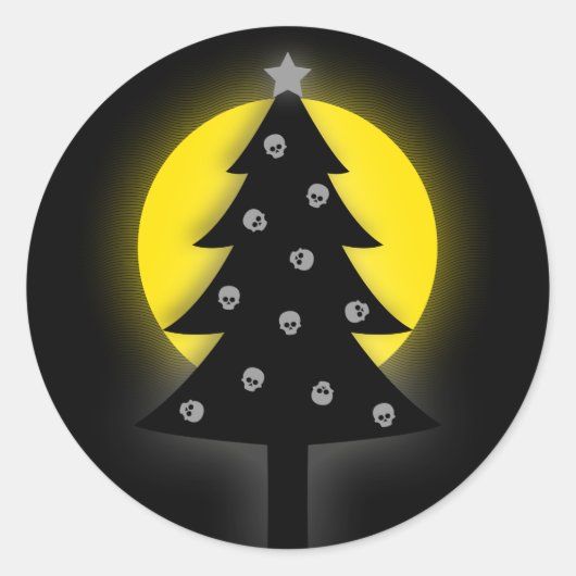 Spookige kerstboom ronde sticker (Voorkant)