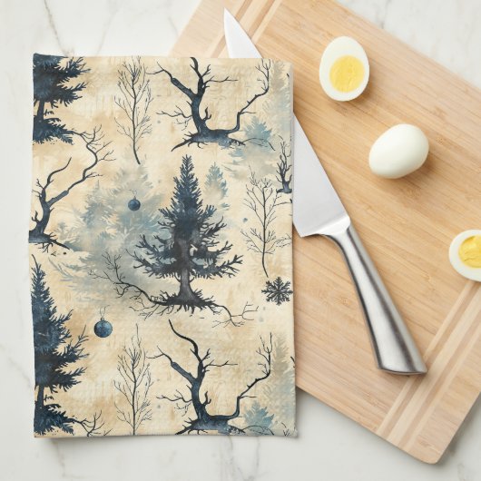 Spookige kerstboom theedoek (Quarter Fold)