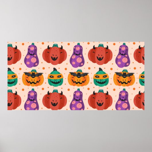 Spookige pompoenen in enge kostuums. Happy Hallowe Poster (Voorkant)