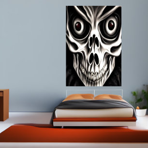 Spookige schedel met grote ogen   AI Art Poster