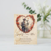 Spookily ooit na liefde paar  Halloween Briefkaart (Staand voorkant)