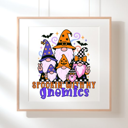 Spookin' With My Gnomies: Retro Halloween Vrienden Poster