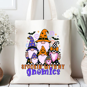 Spookin' With My Gnomies: Retro Halloween Vrienden Tote Bag