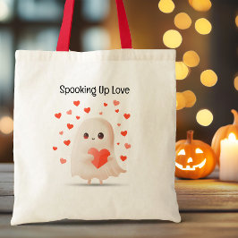 Spooking Up Love Schattige Ghost Halloween Tote Bag