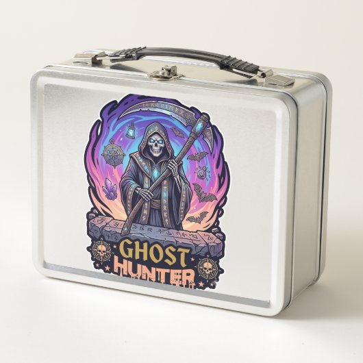 Spookjager Grim Reaper Skelet Zeis Paarse Vlam (Voorkant)