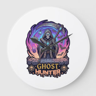 Spookjager Grim Reaper Skelet Zeis Paarse Vlam Grote Klok
