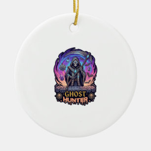 Spookjager Grim Reaper Skelet Zeis Paarse Vlam Keramisch Ornament