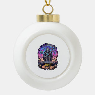 Spookjager Grim Reaper Skelet Zeis Paarse Vlam Keramische Bal Ornament