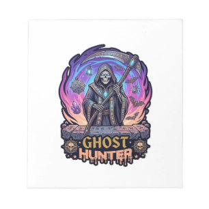 Spookjager Grim Reaper Skelet Zeis Paarse Vlam Notitieblok