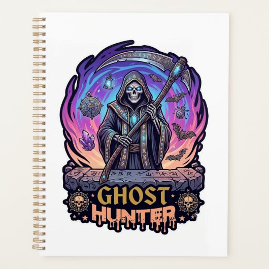 Spookjager Grim Reaper Skelet Zeis Paarse Vlam Planner (Voorkant)