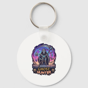 Spookjager Grim Reaper Skelet Zeis Paarse Vlam Sleutelhanger