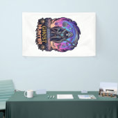 Spookjager Grim Reaper Skelet Zeis Paarse Vlam Spandoek (Beurs)