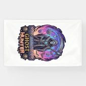 Spookjager Grim Reaper Skelet Zeis Paarse Vlam Spandoek (Horizontaal)