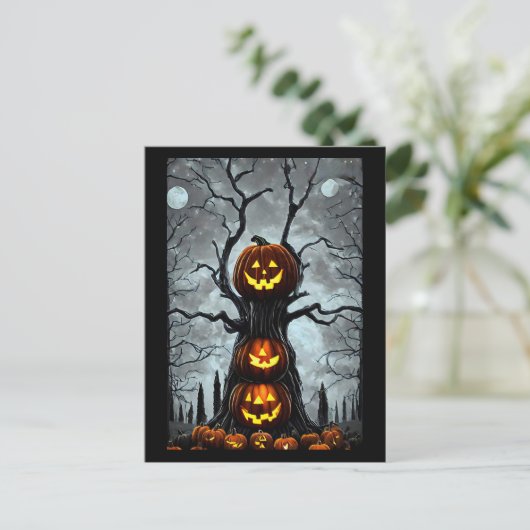 spookjas lantern pomkin tree fantasy Dark art Briefkaart (Staand voorkant)