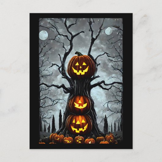 spookjas lantern pomkin tree fantasy Dark art Briefkaart (Voorkant)