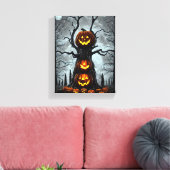 spookjas lantern pomkin tree fantasy Dark art Canvas Afdruk (Insitu (Woonkamer))