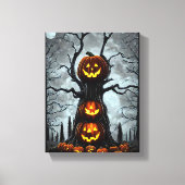 spookjas lantern pomkin tree fantasy Dark art Canvas Afdruk (Voorkant)