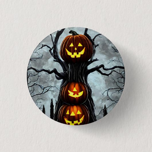 spookjas lantern pomkin tree fantasy Dark art Ronde Button 3,2 Cm (Voorkant)