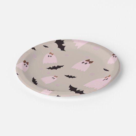 Spookjes met Bows Halloween Party Papieren Bordje (Gekanteld)
