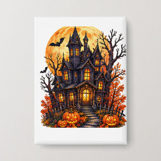 Spookkasteel Halloween Volle Maan Button