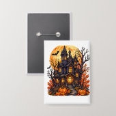 Spookkasteel Halloween Volle Maan Button (Voorkant / Achterkant)