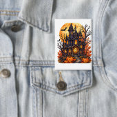 Spookkasteel Halloween Volle Maan Button (Insitu)