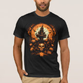 Spookkasteel schedel in Sinaasappel | Halloween Zw T-shirt (Voorkant)