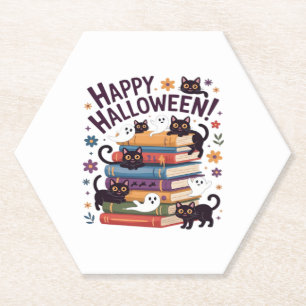 Spookkat Boeken Lezer Cadeaus Halloween Spuk Kartonnen Onderzetters