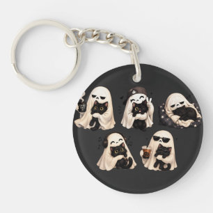 Spookkat Cozy Halloween Duo Sleutelhanger