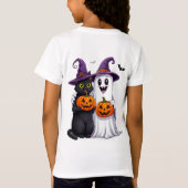 Spookkat en pompoen Halloween scène 👻 T-shirt (Achterkant)