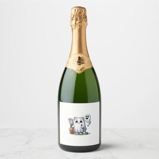 Spookkat Golf Pompoen Halloween. Tank Top Sparkling Wijnetiket (Voorkant)