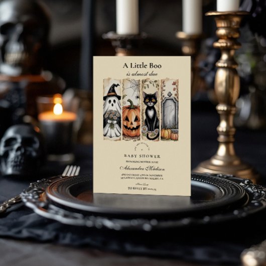 Spookkat Gotische Halloween Baby Shower Kaart