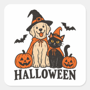 Spookkat & Hond Halloween Griezelijke Sticker