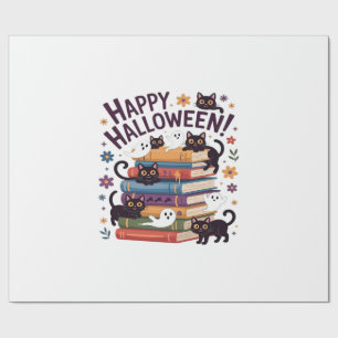 Spookkat Lees Boeken Liefhebber Cadeaus Halloween Cadeaupapier